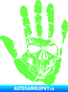 Samolepka Lebka 032 levá otisk dlaně Fluorescentní zelená
