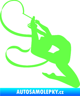 Samolepka Moderní gymnastika 001 pravá gymnastka se stuhou Fluorescentní zelená
