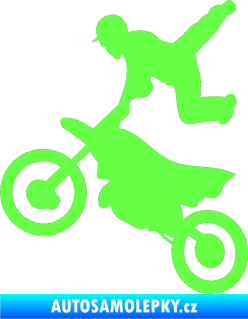Samolepka Motorka 036 levá  motokros freestyle Fluorescentní zelená