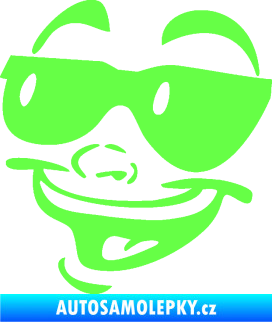 Samolepka Obličej 005 levá veselý s brýlemi Fluorescentní zelená