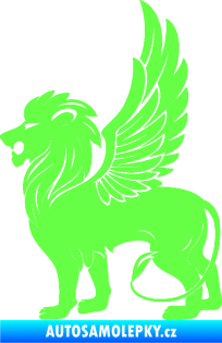 Samolepka Okřídlený lev 001 levá mytické zvíře Fluorescentní zelená