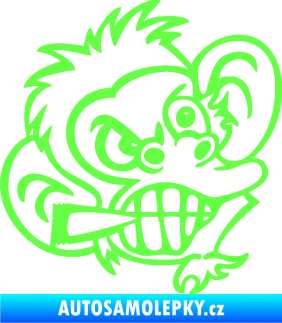 Samolepka Opičák 001 pravá s cigaretou Fluorescentní zelená