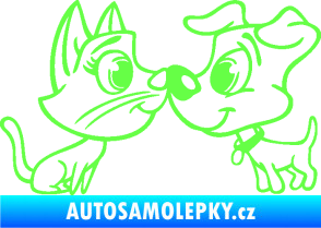 Samolepka Pejsek a kočička 003 pravá Fluorescentní zelená