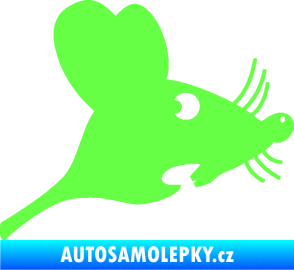 Samolepka Překvapená myš pravá Fluorescentní zelená