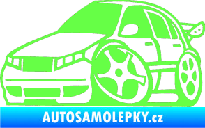 Samolepka Škoda Fabia 001 karikatura levá Fluorescentní zelená