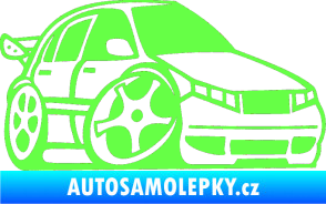 Samolepka Škoda Fabia 001 karikatura pravá Fluorescentní zelená