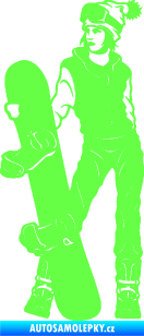 Samolepka Snowboard 037 levá Fluorescentní zelená