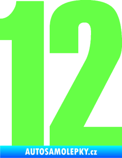 Samolepka Startovní číslo 12 typ 2    Fluorescentní zelená