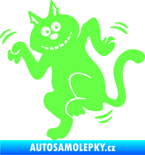 Samolepka Veselá kočka levá Fluorescentní zelená