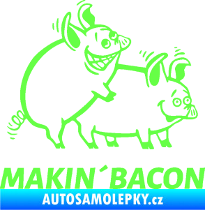 Samolepka Veselá prasátka makin bacon pravá Fluorescentní zelená