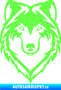 Samolepka Vlk 011 hlava Fluorescentní zelená