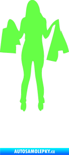 Samolepka Žena na nákupu 003 pravá Fluorescentní zelená