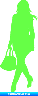 Samolepka Žena na nákupu 005 levá Fluorescentní zelená