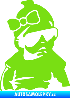 Samolepka Baby on board 001 pravá miminko s brýlemi a s mašlí zelená kawasaki