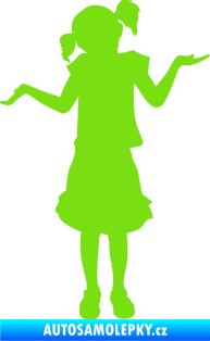 Samolepka Děti silueta 001 levá holčička krčí rameny zelená kawasaki