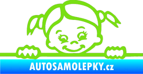 Samolepka Dítě v autě 030 pravá malá slečna hlavička zelená kawasaki