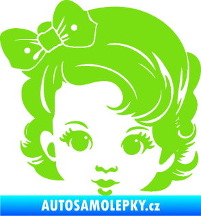 Samolepka Dítě v autě 110 levá holčička s mašlí zelená kawasaki