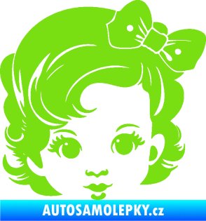 Samolepka Dítě v autě 110 pravá holčička s mašlí zelená kawasaki