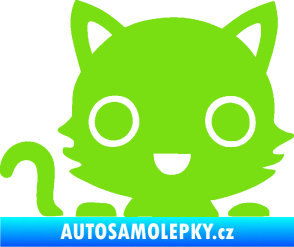 Samolepka Kočka 014 levá kočka v autě zelená kawasaki
