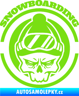 Samolepka Lebka snowboarding zelená kawasaki