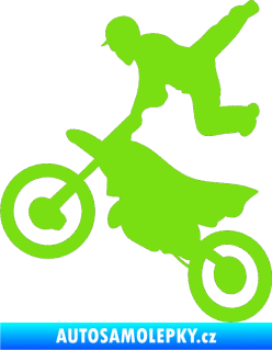 Samolepka Motorka 036 levá  motokros freestyle zelená kawasaki