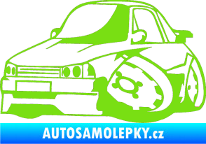 Samolepka Škoda 120 karikatura levá zelená kawasaki
