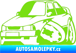 Samolepka Škoda 130 karikatura levá zelená kawasaki
