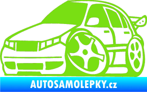 Samolepka Škoda Fabia 001 karikatura levá zelená kawasaki