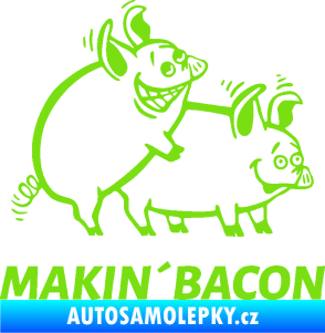 Samolepka Veselá prasátka makin bacon pravá zelená kawasaki