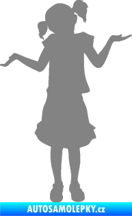 Samolepka Děti silueta 001 levá holčička krčí rameny šedá