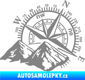 Samolepka Kompas 002 pravá hory šedá