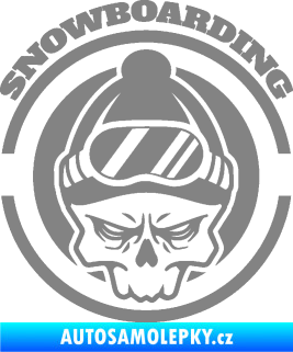 Samolepka Lebka snowboarding šedá