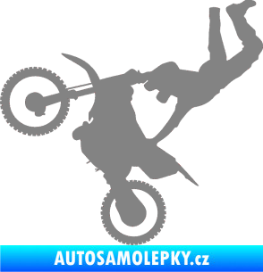 Samolepka Motorka 008 levá motokros freestyle šedá