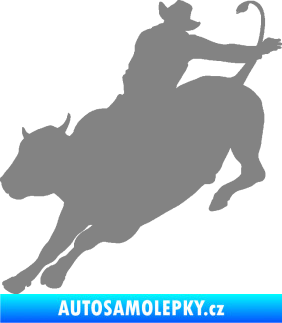 Samolepka Rodeo 001 levá  kovboj s býkem šedá