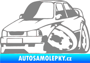 Samolepka Škoda 130 karikatura levá šedá