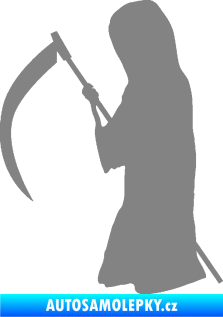 Samolepka Smrtka silueta s kosou levá šedá