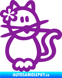 Samolepka Cartoon family kočička Hawaii fialová