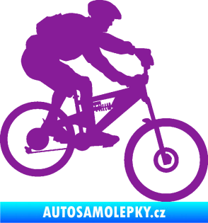Samolepka Cyklista 009 pravá horské kolo fialová