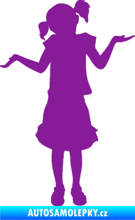 Samolepka Děti silueta 001 levá holčička krčí rameny fialová