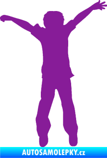 Samolepka Děti silueta 008 pravá kluk skáče fialová