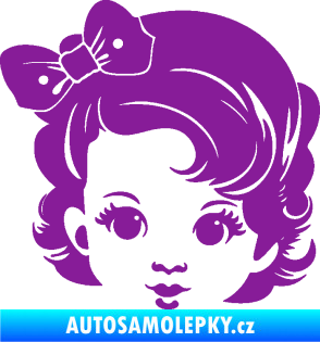 Samolepka Dítě v autě 110 levá holčička s mašlí fialová