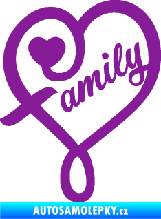 Samolepka Family 001 nápis se srdíčkem fialová