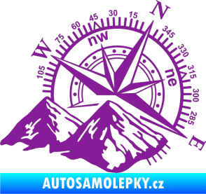 Samolepka Kompas 002 pravá hory fialová