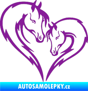 Samolepka Koníci 002 - levá srdíčko kůň s hříbátkem fialová