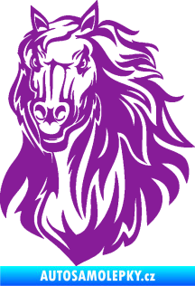 Samolepka Kůň 067 levá hlava s hřívou fialová
