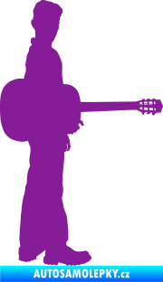 Samolepka Music 003 pravá hráč na kytaru fialová