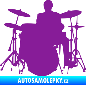 Samolepka Music 009 levá hráč na bicí fialová