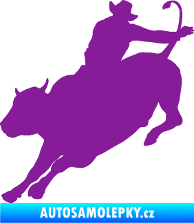 Samolepka Rodeo 001 levá  kovboj s býkem fialová