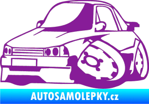 Samolepka Škoda 120 karikatura levá fialová