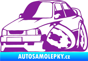 Samolepka Škoda 130 karikatura levá fialová